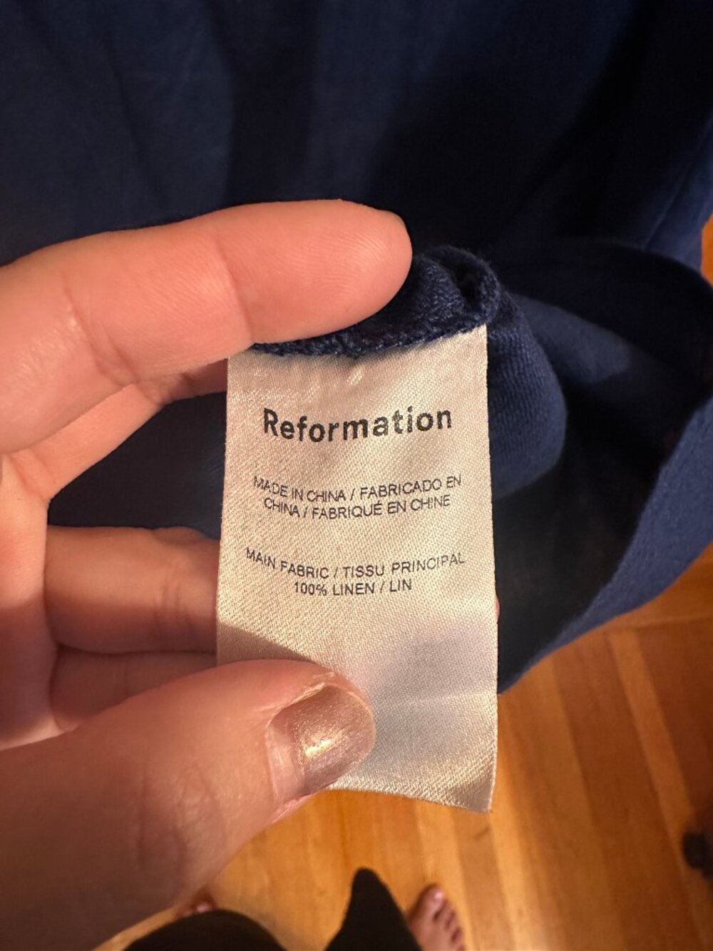 Reformation Navy Belgium Linen Dress - Like New - Picture 6 of 7
